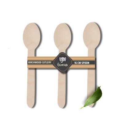160mm, 100-Pack Birchwood Disposable Wooden Spoons | Disposable Natural Eco-Friendly Biodegradable Cutlery Bamboo Spoons | Party, Wedding, Birthday Event Spoon