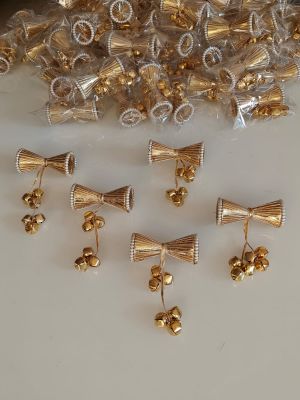 Golden Decorative Badhai Bell Hanging with Pearl Detailing (Pack of 20 Assorted Pieces)