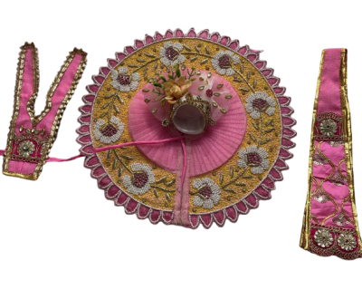 Kanha Ji Pink & Yellow Designer Poshak (10 Inch) – Handcrafted Premium Dress for Laddu Gopal