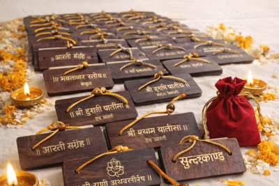 Spiritual Wooden Pocket Chalisa & Aarti Sangrah Combo – Premium Devotional Set for Daily Puja